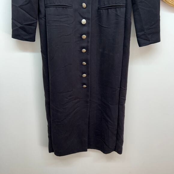 Vintage Virgo II Black Button Up Asymmetrical Long Sleeve Midi Dress 8 - Picture 5 of 8